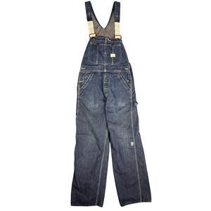 Vintage 50s Big Mac Denim Overalls Indigo Blue Carpenter Bibs Union Made sz 32